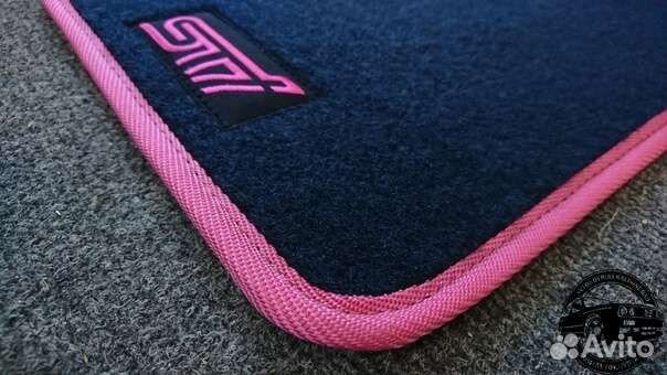 Автоковрики для Subaru Impreza GD, сине-розовые