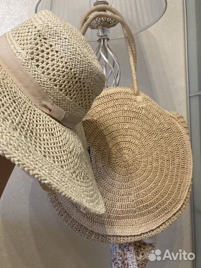 Натуральная соломенная шляпа красная новая