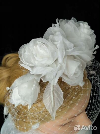 Ободок с вуалью свадебный