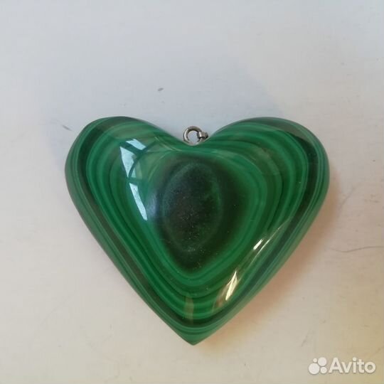 Кулон сердце малахит