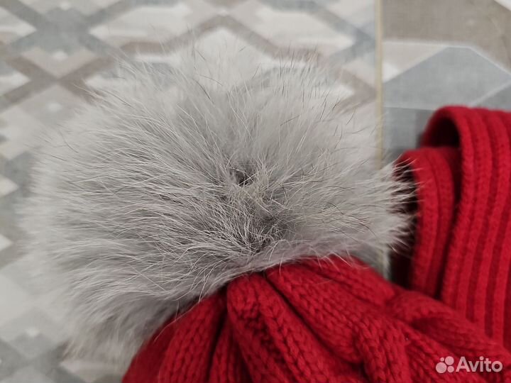 Зимняя шапка с нат.мех. и шарф Gulliver 52