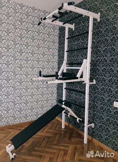 Шведская стенка с турником, брусьями и скамьей