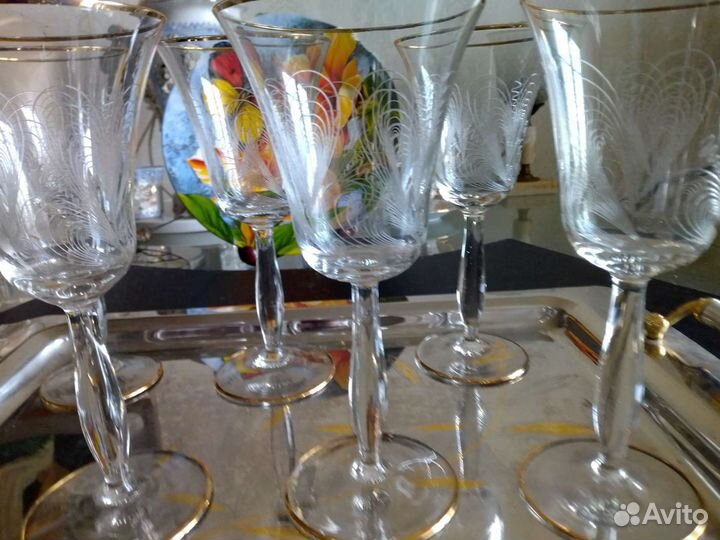Фужеры и рюмки хрустальные СССР винтаж