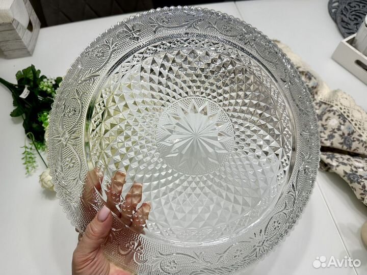 Блюдо сервировочное стекло круглое 36 см