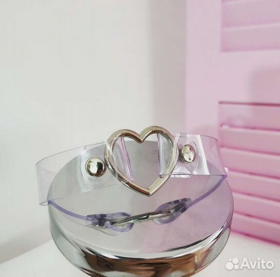 Чокер прозрачный силиконовый с сердцем чокер цепи