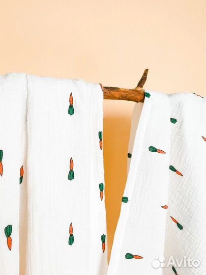 Плед и пеленка из муслина морковки