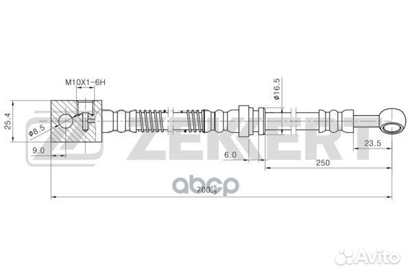 Шланг тормозной передний левый zekkert SsangYong