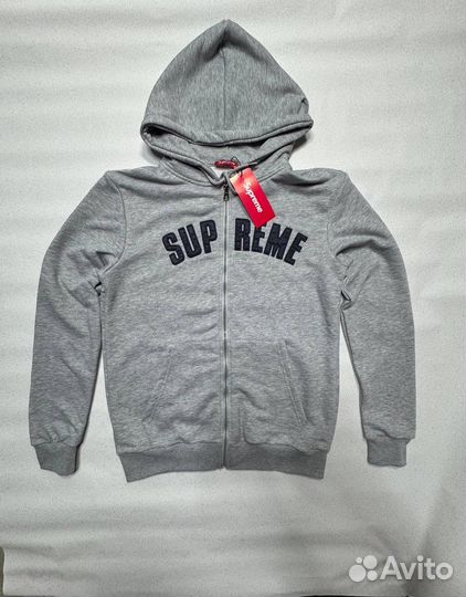 Зип худи Supreme серая