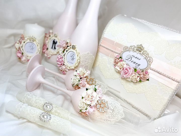 Свадебные бокалы,свечи семейный очаг сундук казна
