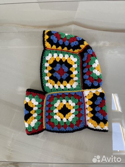 Цветная вязаная балаклава капор разноцветный y2k