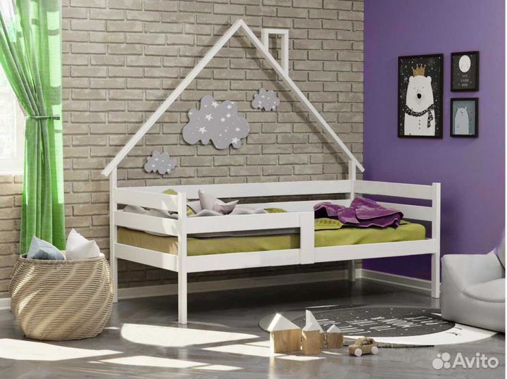 Софа для малыша Домик берёза высокий борт