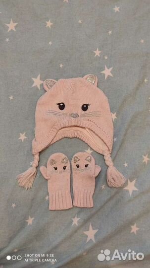 Комплект шапка, варежки