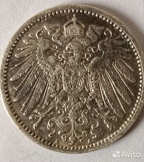 Немецкая монета. 1 mark 1910