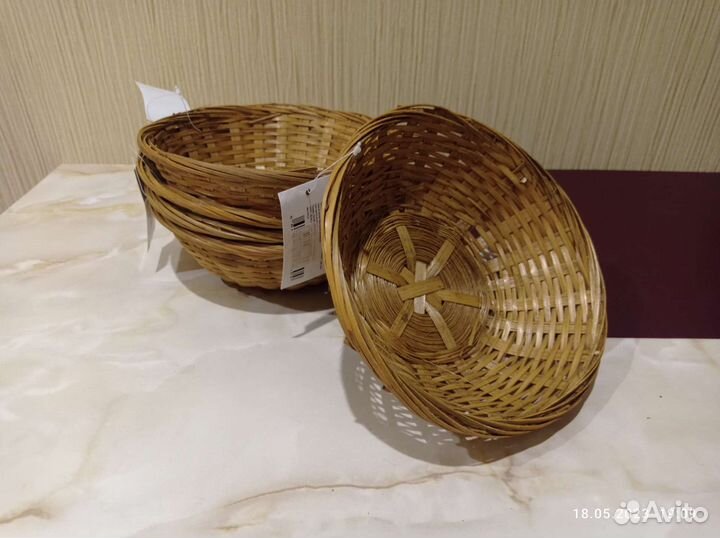 Корзина плетеная бамбук d19 h5 см
