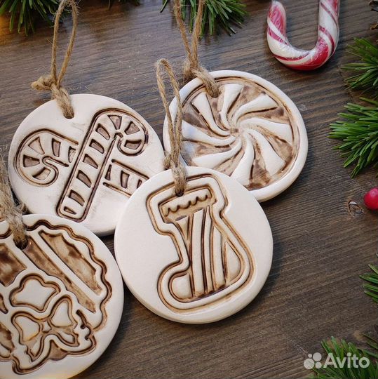 Ёлочные игрушки Керамика Ручной работы