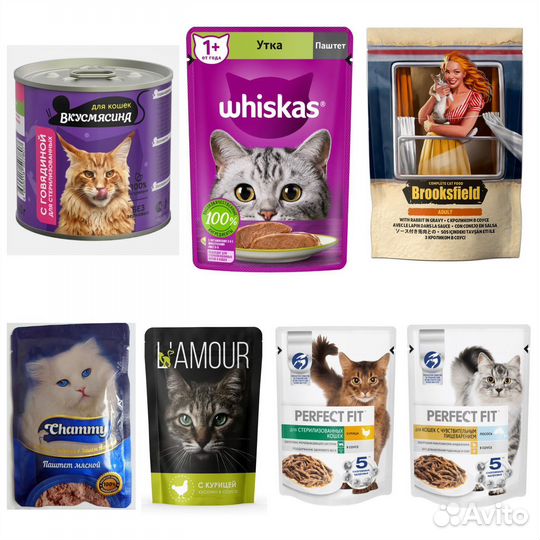 Корм для кошек разный