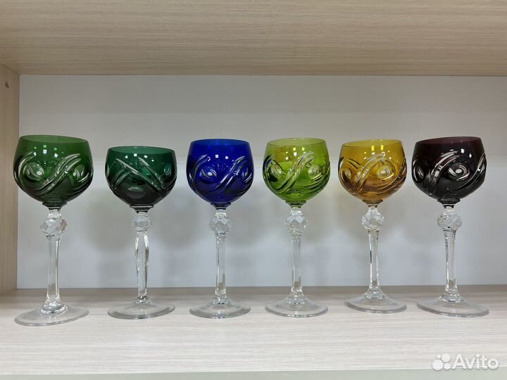 Хрустальные фужеры цветной хрусталь гдр