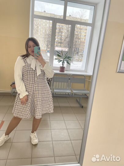 Костюм женский рубашка+платье твидовое 48 размер