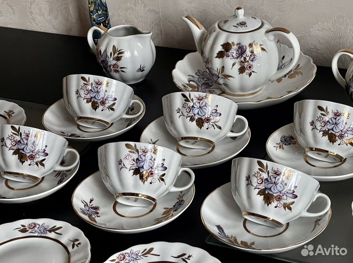Сервиз чайный лфз Золотые листики полный