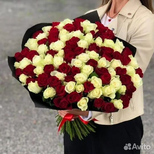 Розы 101 штука 60 см микс