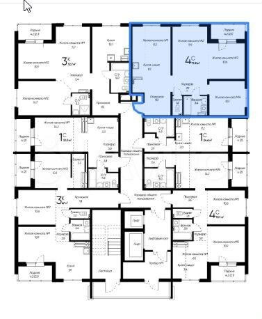 4-к. квартира, 72,8 м², 14/16 эт.