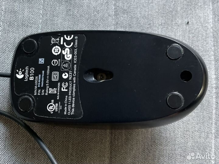 Мышь проводная Logitech B100