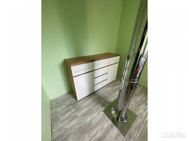 Комод (96*150*47) Белый (Крафт золотой)