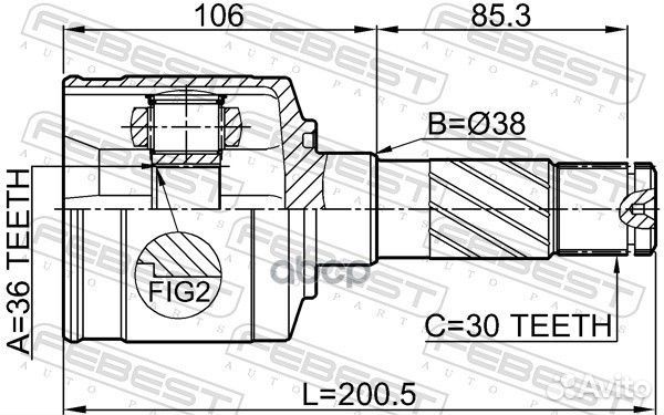 Шрус внутренний правый 36x38x30 mazda BT-50 06