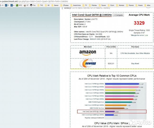 Процессор Intel Core 2 Quad Q6600, 2.4GHz