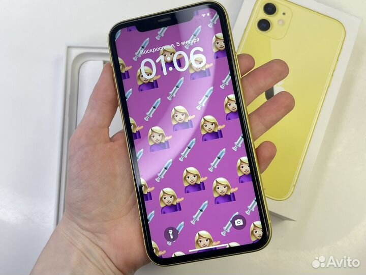 Новый акб 100 iPhone 11 128Gb Yellow сим+есим