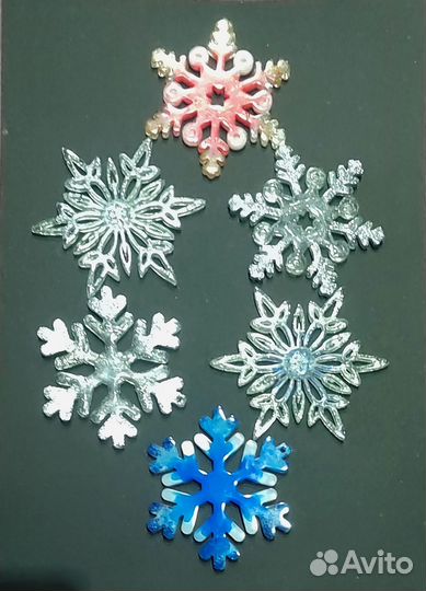 Елочные игрушки, снежинки из эпоксидной смолы