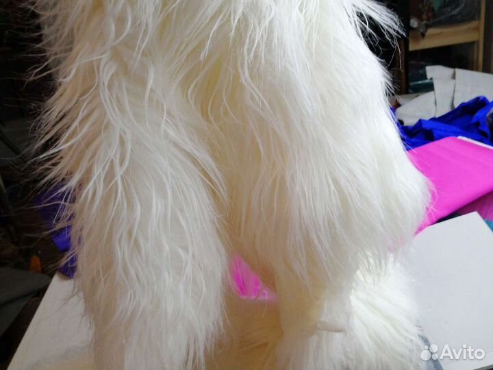 Отрез Мех белый Перо Страуса