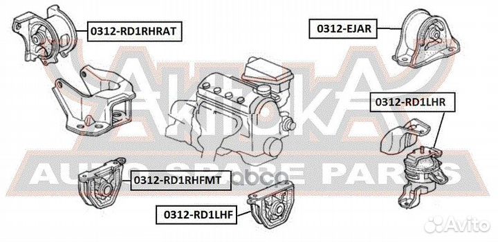 Подушка двигателя мт перед лев 0312RD1LHF asva