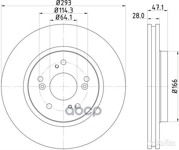 Диск тормозной передний 293x28 5 отв. с покры