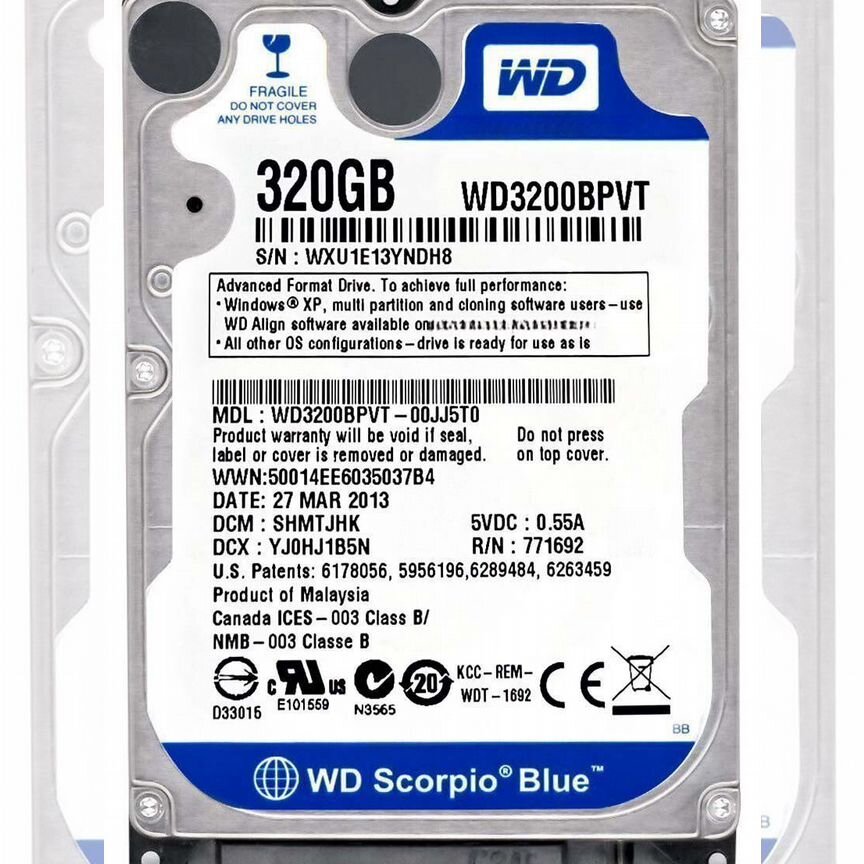[WD3200BPVT] Жесткий Диск Western Digital 320gb Sata Wd3200bpvt
