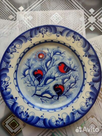 Настенная тарелка Гжель