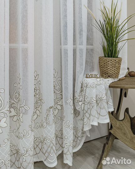 Тюль флоренция бронза готовый на окна пошив