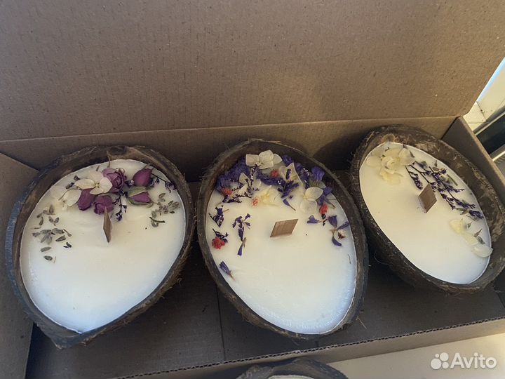 Свечи в кокосовой скорлупе