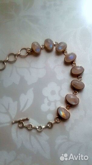 Браслет серебро 925 пр. с природным лунным камнем