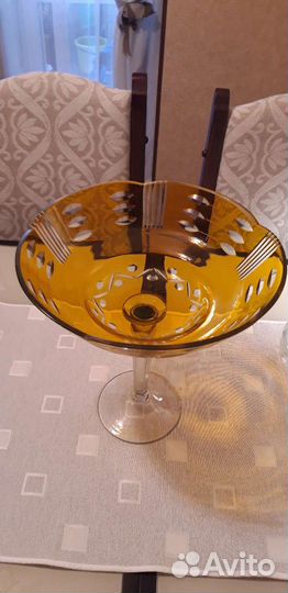 Ваза для фруктов на ножке стекло СССР