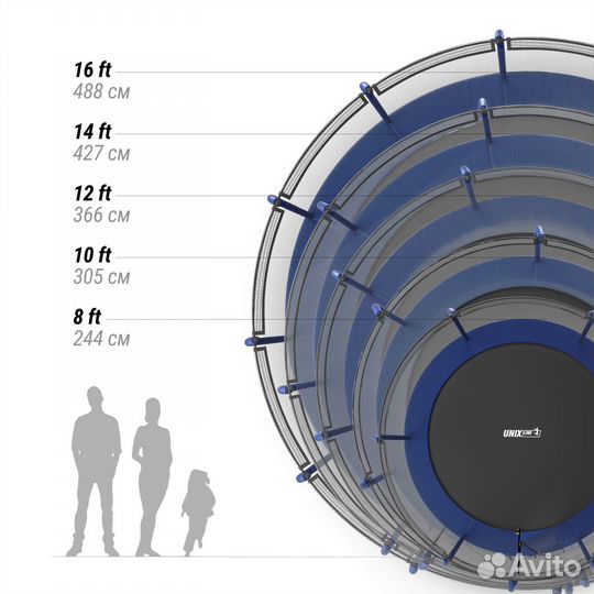 Батут unix Line supreme basic 8 ft (blue)