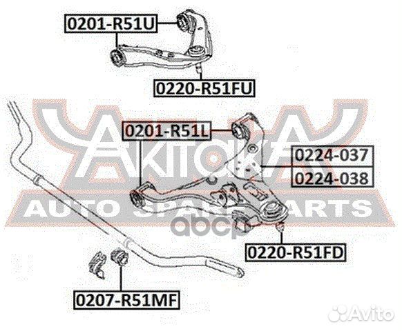 Сайлентблок переднего нижнего рычага 0201R51L asva