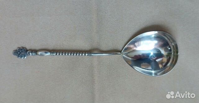 Большая салатная ложка из серебра 875 пробы