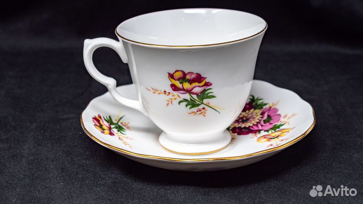 Чайная пара Квин Энн, винтаж, Англия