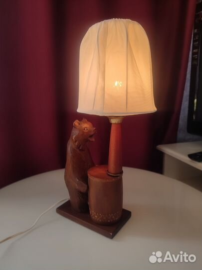 Лампа настольная, ночник, медведь, хендмейд