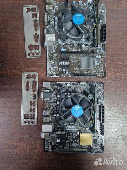 Материнская плата h110 с процессором и памятью