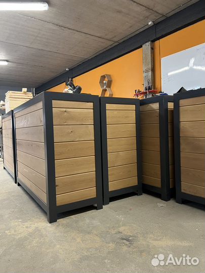 Кашпо деревянное металлокаркас