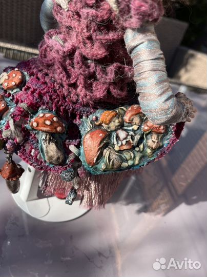 Фарфоровая коллекционная кукла гном мухомор 2