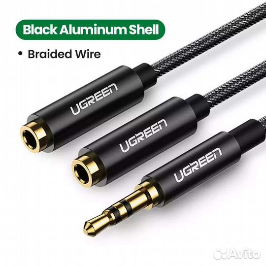 Ugreen audio сплиттер для 3.5 AUX для наушников