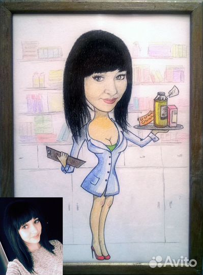 Шарж, Портрет с фото на заказ